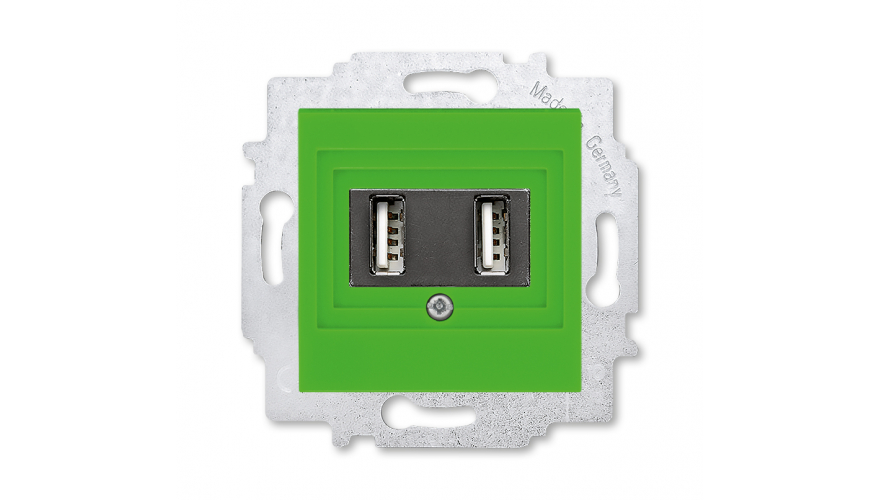 USB зарядка двойная ABB Levit зелёный0