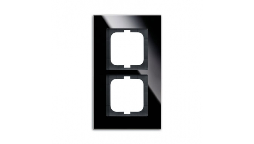 Рамка 2-постовая, серия Carat, чёрное стекло0