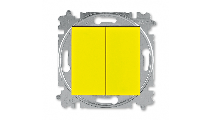 Выключатель двухклавишный ABB Levit жёлтый / дымчатый чёрный0