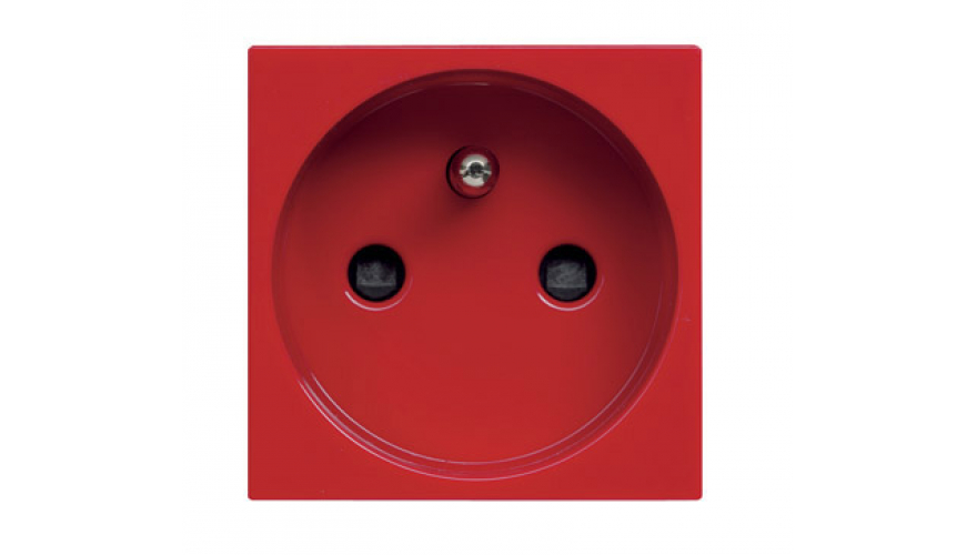 Розетка французского стандарта с центральным контактом заземления для специальных сетей, со шторками, 16А / 250 В, серия Zenit, цвет красный0