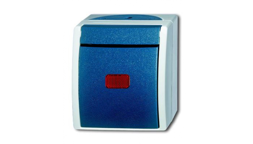 Переключатель 1-клавишный, контрольный, IP44, для открытого монтажа, серия ocean, цвет серый/сине-зелёный0