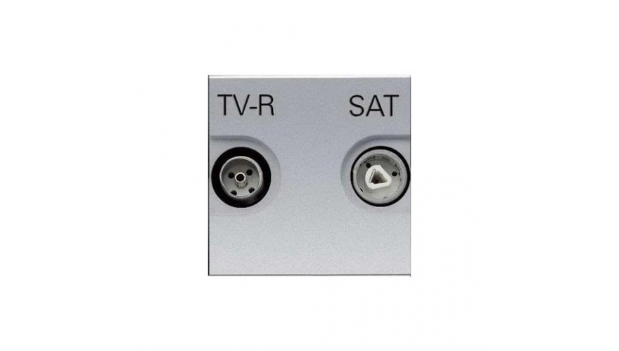 Розетка TV-R-SAT одиночная с накладкой, серия Zenit, цвет серебристый0