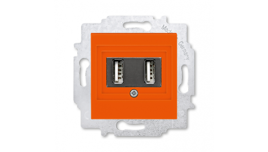 USB зарядка двойная ABB Levit оранжевый0