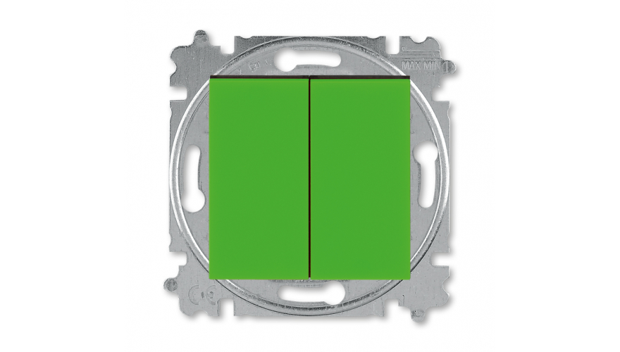 Выключатель двухклавишный ABB Levit зелёный / дымчатый чёрный0