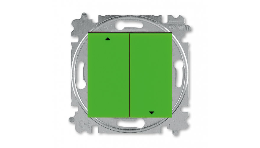 Выключатель жалюзи двухклавишный ABB Levit без фиксации клавиш зелёный / дымчатый чёрный0
