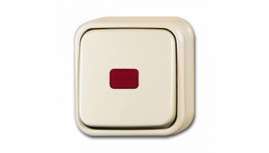 Переключатель 1-клавишный, с контрольной подсветкой,  для открытого монтажа, серия Busch-Duro 2000 AP, цвет слоновая кость0
