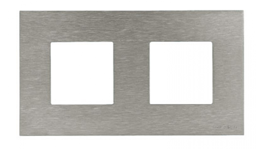 Рамка 2-постовая, серия Zenit, натуральная сталь0