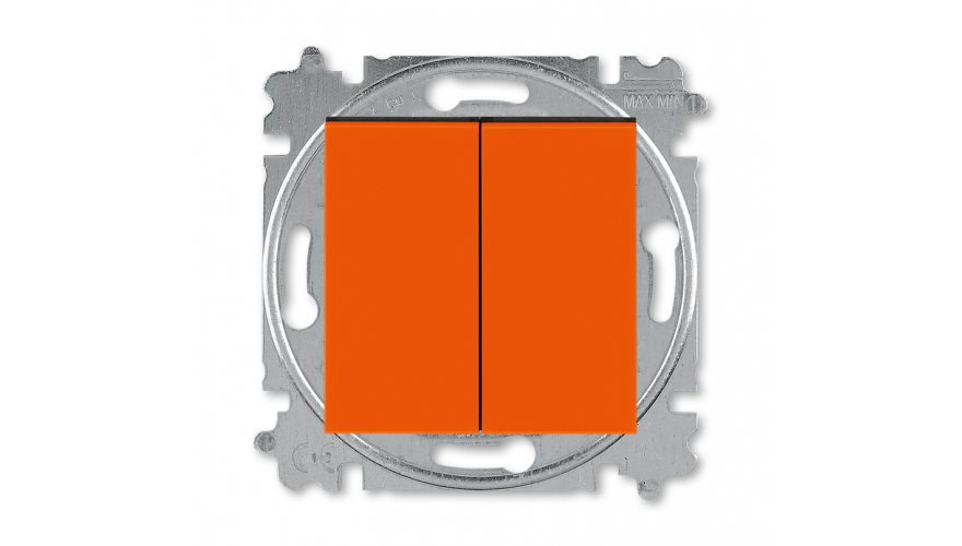 Выключатель двухклавишный ABB Levit оранжевый / дымчатый чёрный0