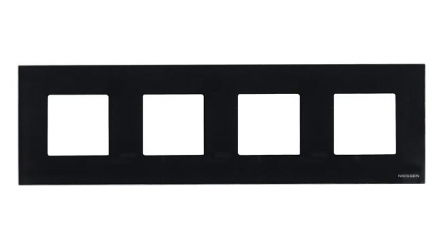 Рамка 4-постовая, серия Zenit, стекло чёрное0