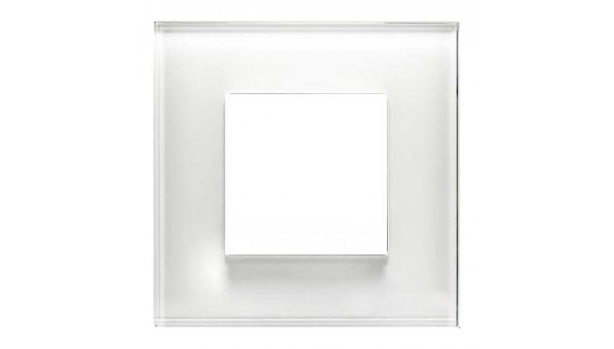 Рамка 1-постовая, 2-модульная, серия Zenit, стекло белое0