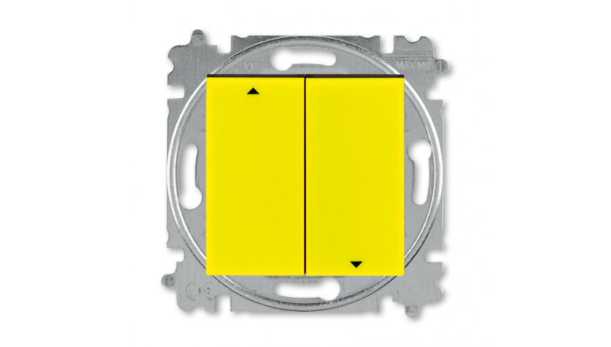 Выключатель жалюзи двухклавишный ABB Levit без фиксации клавиш жёлтый / дымчатый чёрный0