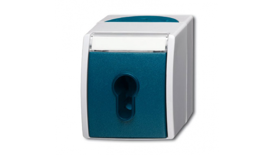 Выключатель жалюзи с ключом (для замка) 1-полюсный, IP44, серия ocean, цвет серый/сине-зелёный0