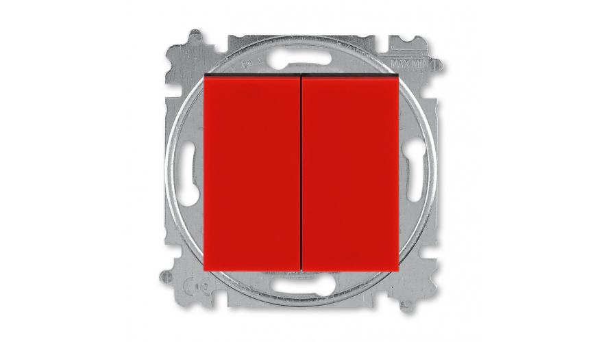 Выключатель двухклавишный ABB Levit красный / дымчатый чёрный0