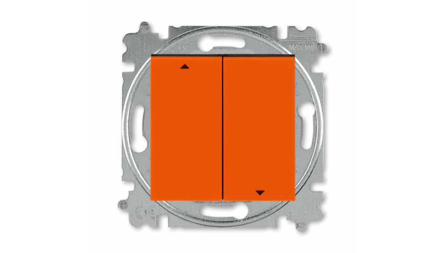 Выключатель жалюзи двухклавишный ABB Levit без фиксации клавиш оранжевый / дымчатый чёрный0